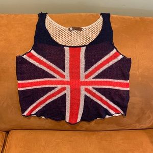 NWOT Union Jack Knit Crop Top England Flag